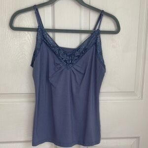 Y2K Old Navy Blue Lace Detail Camisole fall 2008 size Large lace tank
